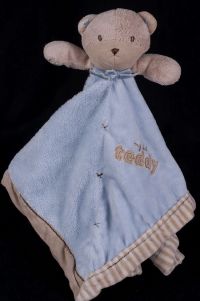 Carters One Size My 1st Teddy Blue Girl Bear Plush Rattle Lovey Blanket
